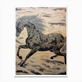 A Horse Painting In The Style Of Sgraffito 4 Canvas Print