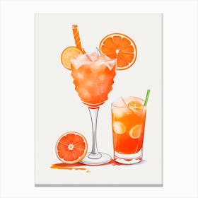 Aperol With Ice And Orange Watercolor Vertical Composition 24 Canvas Print
