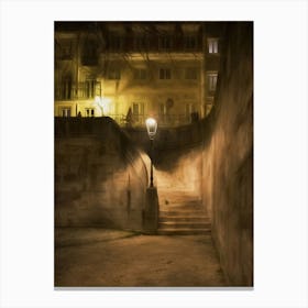 Lamplit Staircase Lisbon Canvas Print