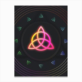 Neon Geometric Glyph in Pink and Yellow Circle Array on Black n.0006 Canvas Print