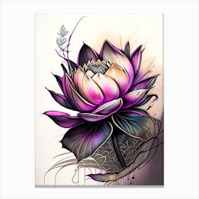 Lotus Flower In Garden Graffiti 3 Canvas Print