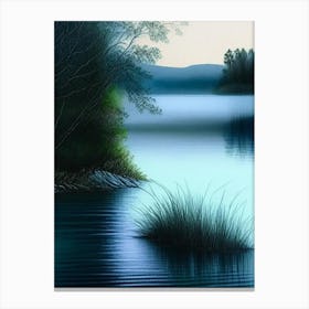 Lake Waterscape Crayon 2 Canvas Print