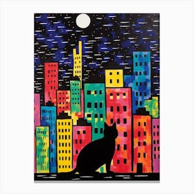 Tokyo, Japan Skyline With A Cat 0 Canvas Print