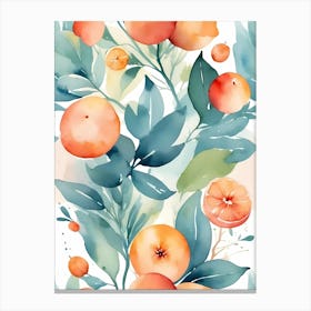 Watercolor Oranges Seamless Pattern Canvas Print