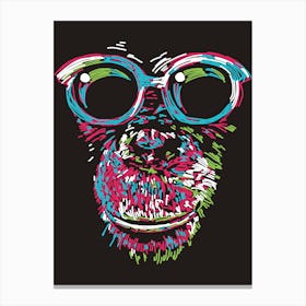 Monkey With Glasses Pop Canvas Print