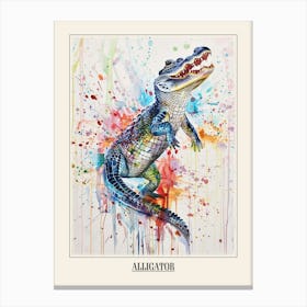 Alligator Colourful Watercolour 2 Poster Canvas Print