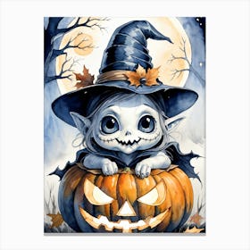 Cute Jack O Lantern Halloween Painting (13) Canvas Print