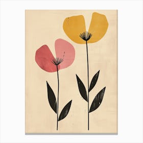 Poppies Boho Minimalist Style 2 Canvas Print