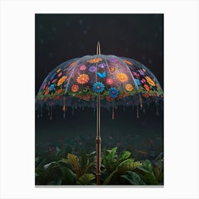 Umbrella In The Night Canvas Print