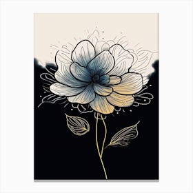 Dahlia Line Art Flowers Illustration Neutral 11 Canvas Print
