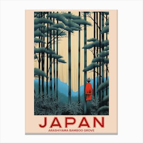 Arashiyama Bamboo Grove, Visit Japan Vintage Travel Art 2 Canvas Print
