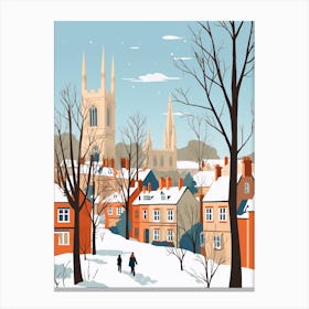 Retro Winter Illustration Canterbury United Kingdom 3 Canvas Print