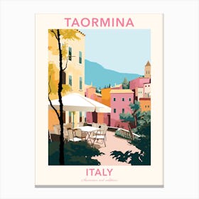 Taormina, Italy, Flat Pastels Tones Illustration 4 Poster Canvas Print