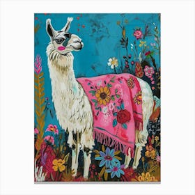 Floral Animal Painting Llama 1 Canvas Print