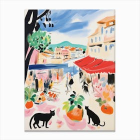 The Food Market In Saint Tropez 1 Illustration Canvas Print