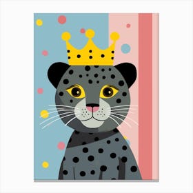 Little Panther 1 Wearing A Crown Canvas Print