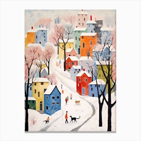 Cat In The Streets Of Harbin   China With Snow 1 Canvas Print