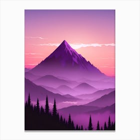 Misty Mountains Vertical Composition In Purple Tone 15 Canvas Print