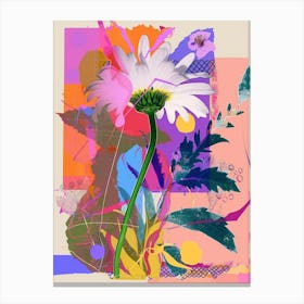 Oxeye Daisy 1 Neon Flower Collage Canvas Print