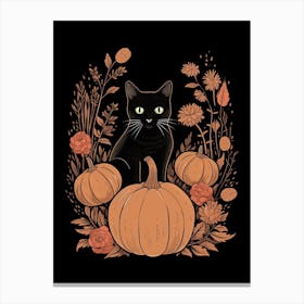 Cat With Pumpkins 6 Canvas Print