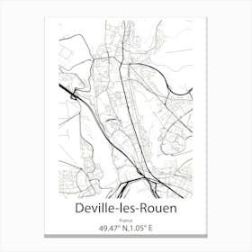 Deville Les Rouen,France Minimalist Map Canvas Print