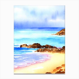 Amadores Beach, Gran Canaria, Spain Watercolour Canvas Print