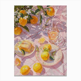 Pink Breakfast Food Lemon Cake 1 Canvas Print