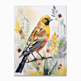 Bird Painting Collage Yellowhammer 2 Canvas Print