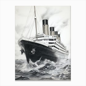 Titanic Sinking Ship Pencil Illustration 3 Canvas Print