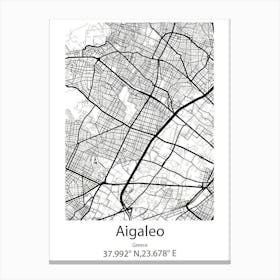 Aigaleo,Greece Minimalist Map Canvas Print