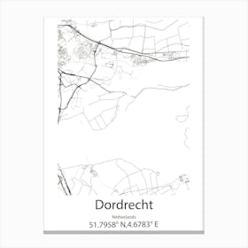 Dordrecht,Netherlands Minimalist Map Canvas Print