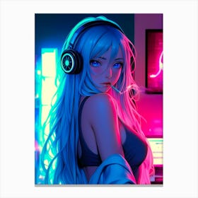 Anime Girl With Headphones 2 Canvas Print