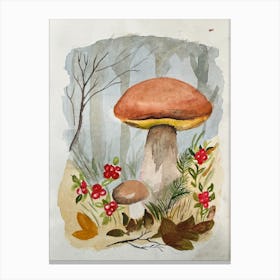 Mushrooms In The Woods Canvas Print