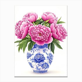 Peonies In A Vase Canvas Print