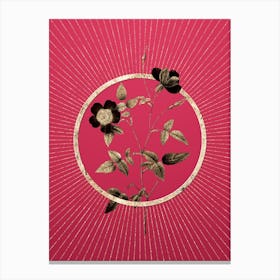 Gold Indica Stelligera Rose Glitter Ring Botanical Art on Viva Magenta n.0176 Canvas Print