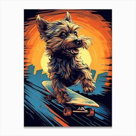 Yorkshire Terrier Dog Skateboarding Illustration 3 Canvas Print