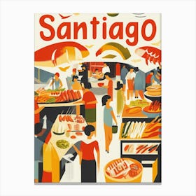 Aihrgdesign A 1970s Inspired Travel Poster For Santiago Canvas Print