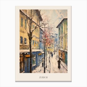 Vintage Winter Painting Poster Zurich Switzerland 1 Canvas Print