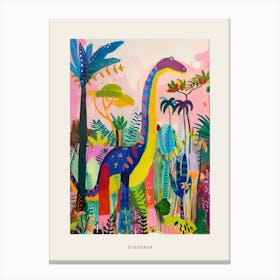 Colourful Dinosaur Pattern Painting Poster Canvas Print