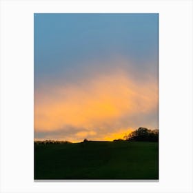 Sunset Over A Field Canvas Print