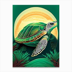 Conservation Sea Turtle, Sea Turtle Retro 1 Canvas Print