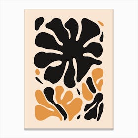 Abstract Black And Orange Flower 1 Canvas Print