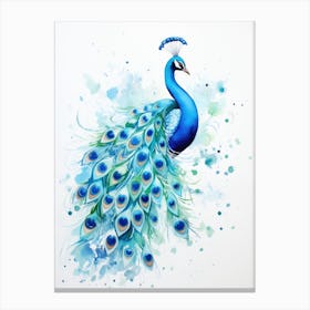 Peacock Watercolor Painting 3 Canvas Print