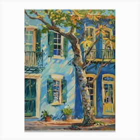 Blue House In New Orleans Canvas Print