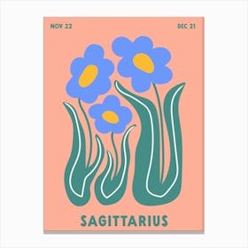 Sagitarius Print Zodiac Poster Astrology Wall Decor Flower Market Botanical Canvas Print