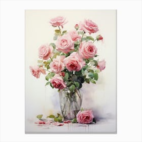 Elegant Essence: Rose Vase Wall Poster Canvas Print