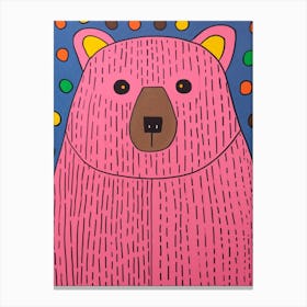 Pink Polka Dot Bear 5 Canvas Print