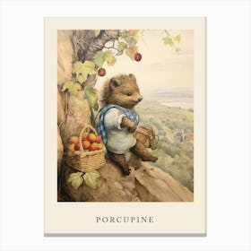 Beatrix Potter Inspired  Animal Watercolour Porcupine 5 Canvas Print