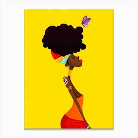 Afro Girl With Butterfly Canvas Print