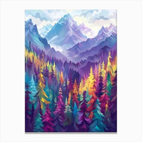 Colorful Mountains And Trees Canvas Print